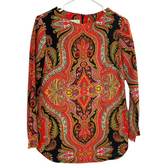 Vintage Park East By Swirl Top Size Small Paisley Psychedelic Mod Tunic Shirt